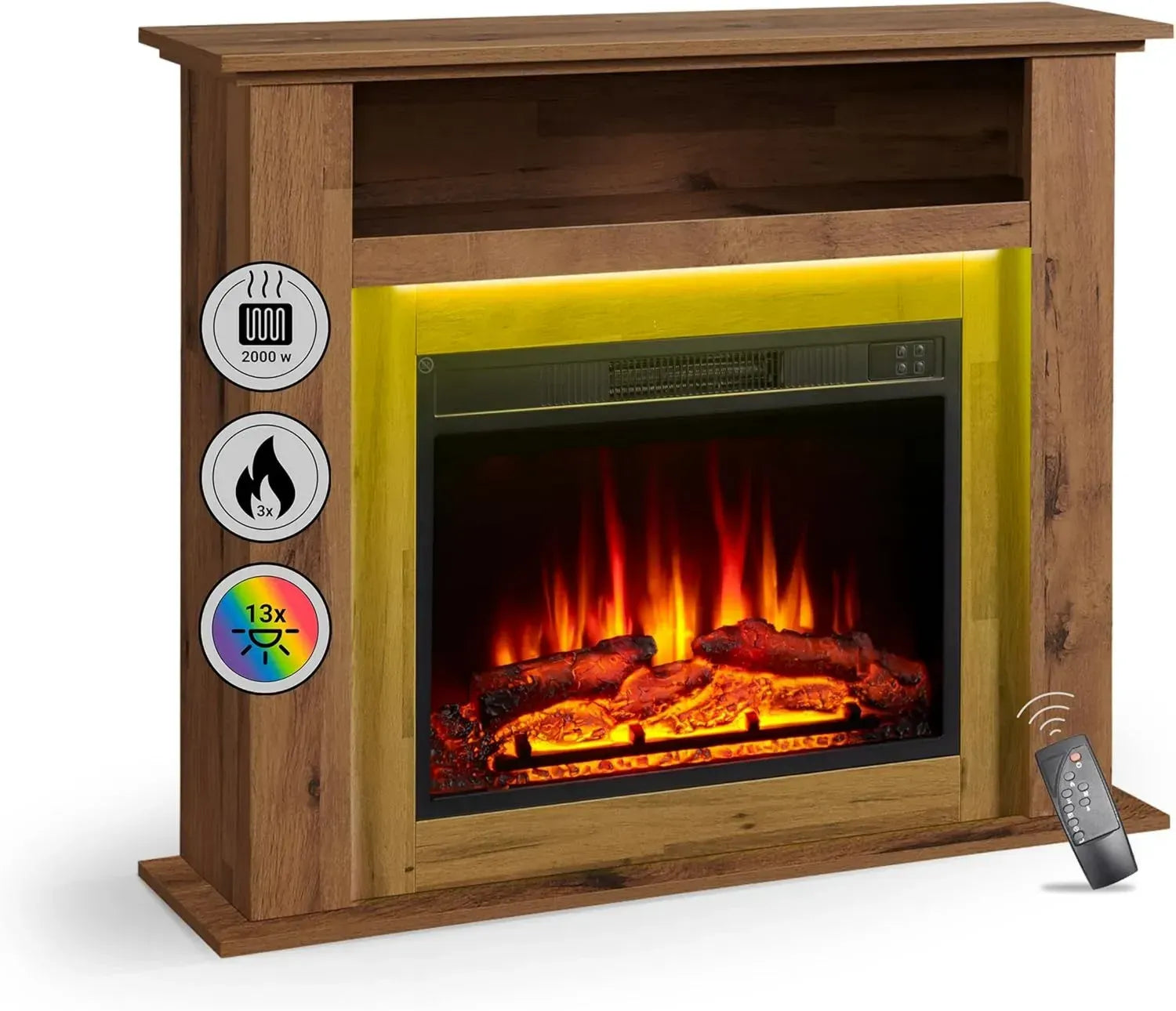 Elektrischer Kamin BALDERIA Liora mit 3D-Flammeneffekt, LED-Beleuchtung und 2000W Heizung