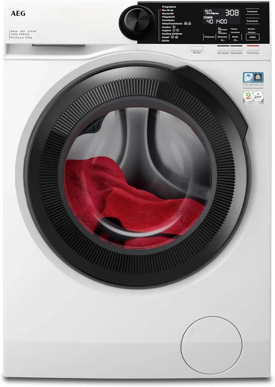 AEG 7000 Serie Waschtrockner, 9 kg Waschkapazität, 5 kg Trocknung, ProSteam Dampfauffrischen, Energieklasse D/A, 1kg Wäsche in 1 Stunde, Automatische Mengenanpassung, 1600 U/min, Dunkelgrau
