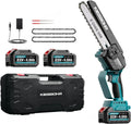 Kompakte Akku-Kettensäge 8 Zoll mit Schmierfunktion, 21V Lithium-Ionen, bürstenloser Motor, 2x 4000mAh Akkus, 2 Ersatzketten