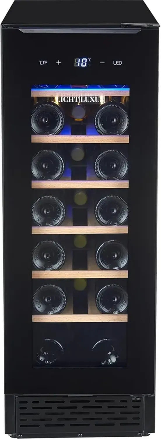 Kompakter Weinkühlschrank 30cm, 20 Flaschen, UV-Schutz, Holzregale, Leise 37 dB