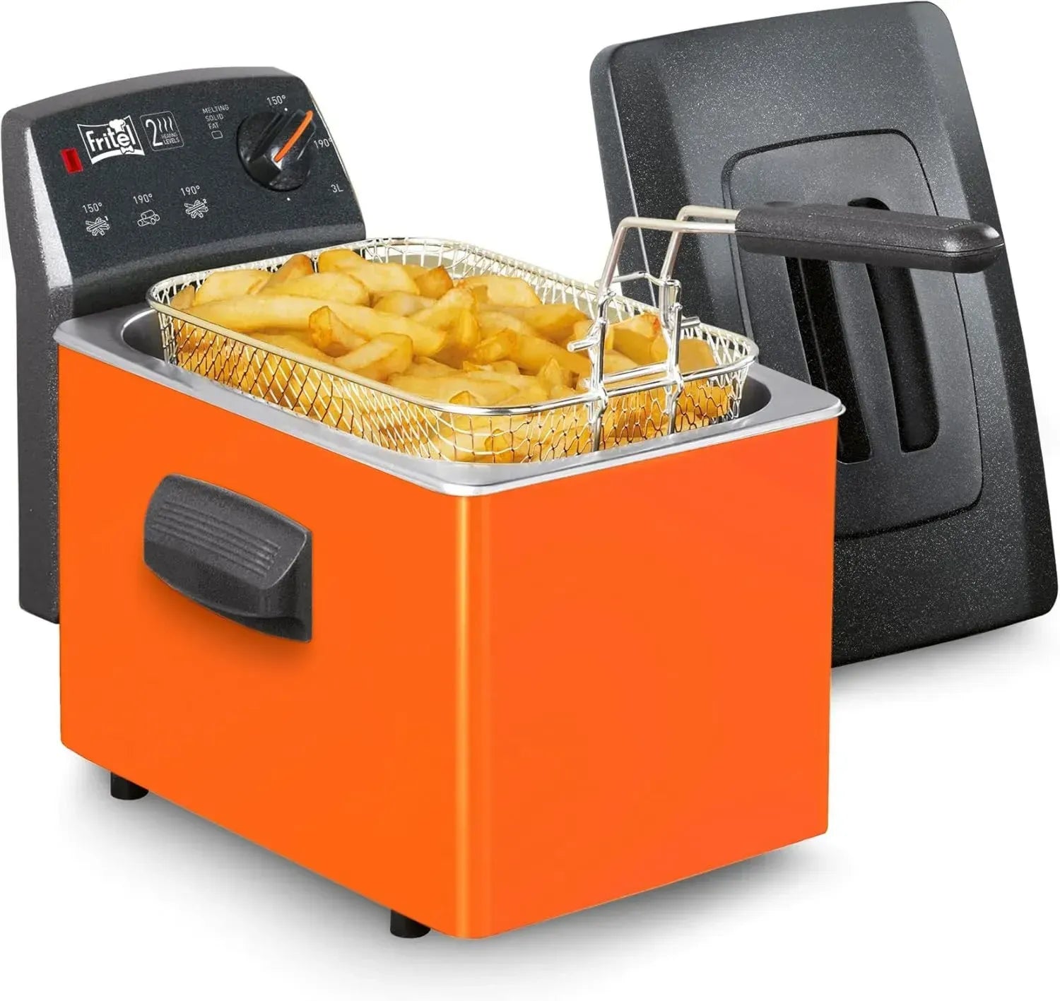 FRITEL Turbo SF 4152 Orange Fritteuse - 3L Frittiergerät mit Doppelheizelement