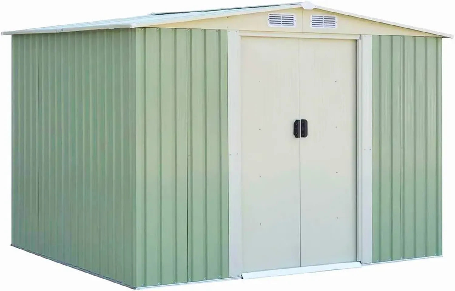 Hochstabiles Metall-Gerätehaus mit Schiebetür und Pultdach, 8 m³ Lagerraum, 257x205x175,5cm, Grün