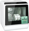Kompakte Mini Geschirrspüler mit 6 Programmen, Tischgerät für 4 Maßgedecke, ohne festen Wasseranschluss, 5L integrierter Wassertank, Touch-Bedienung und LED-Anzeige, ideal für Zuhause, Büro und Camping