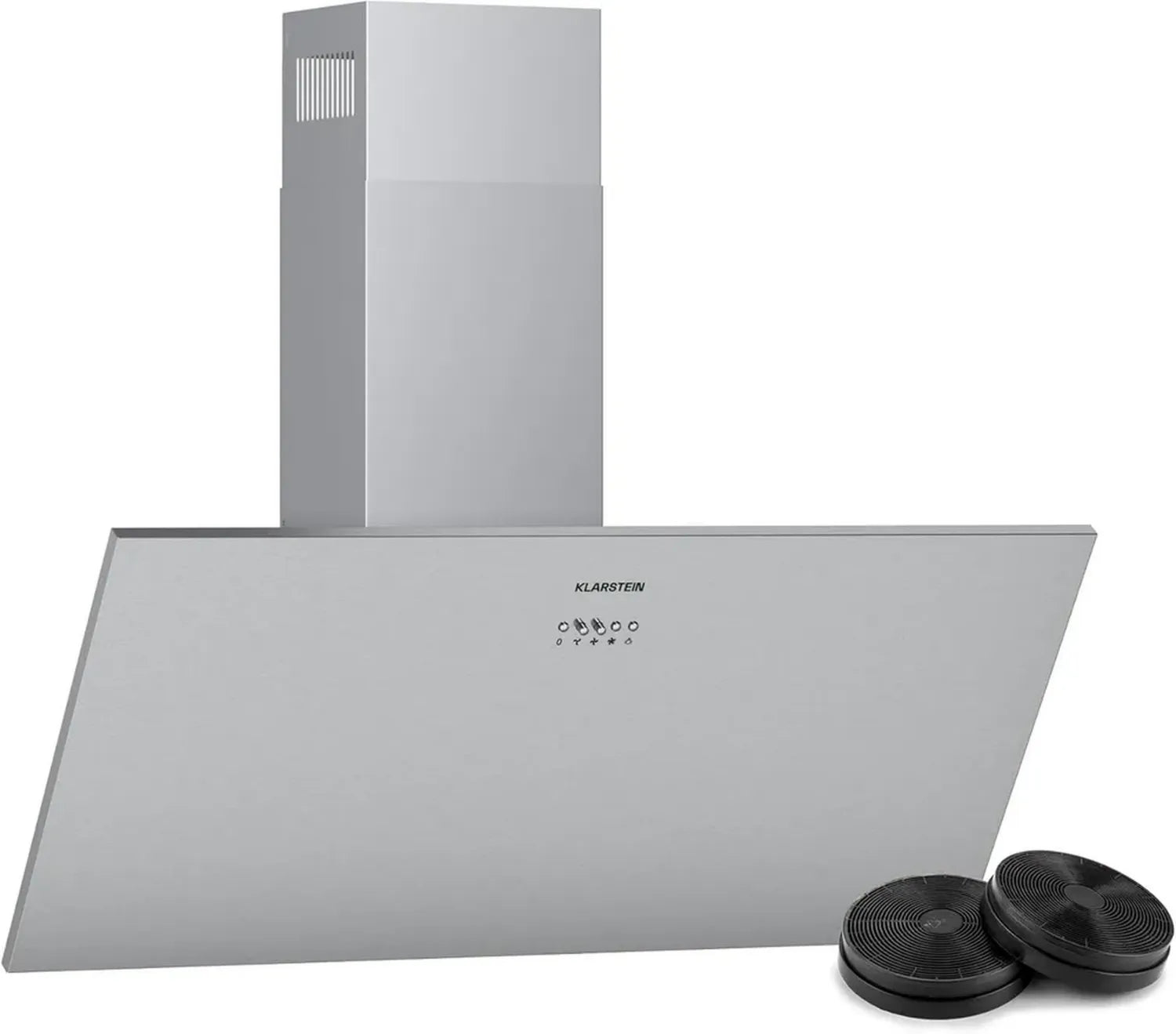 Klarstein Silver Lining - Wandhaube, energieeffizient, 90 cm, 568 m³/h, Kopffrei, Umluft und Abluft, 3 Stufen, silber