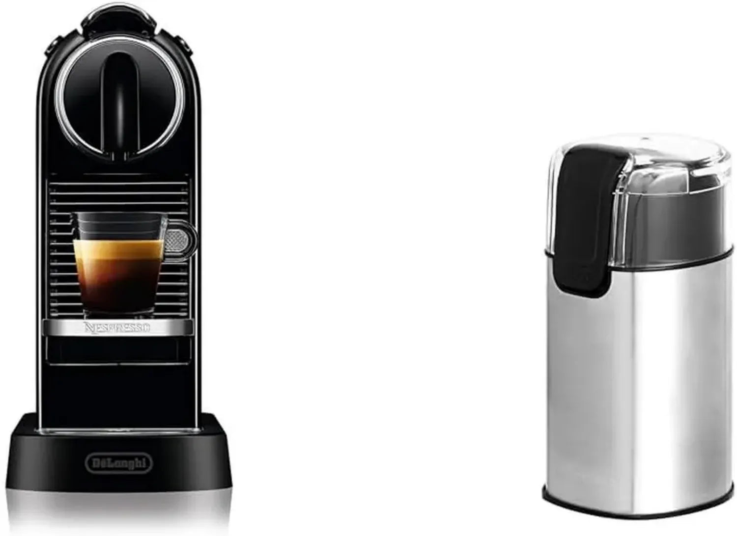 De'Longhi Nespresso Citiz EN167.B Kapselmaschine, 19-bar Pumpe, 1260W, 1L, Schwarz mit Edelstahl-Kaffeemühle