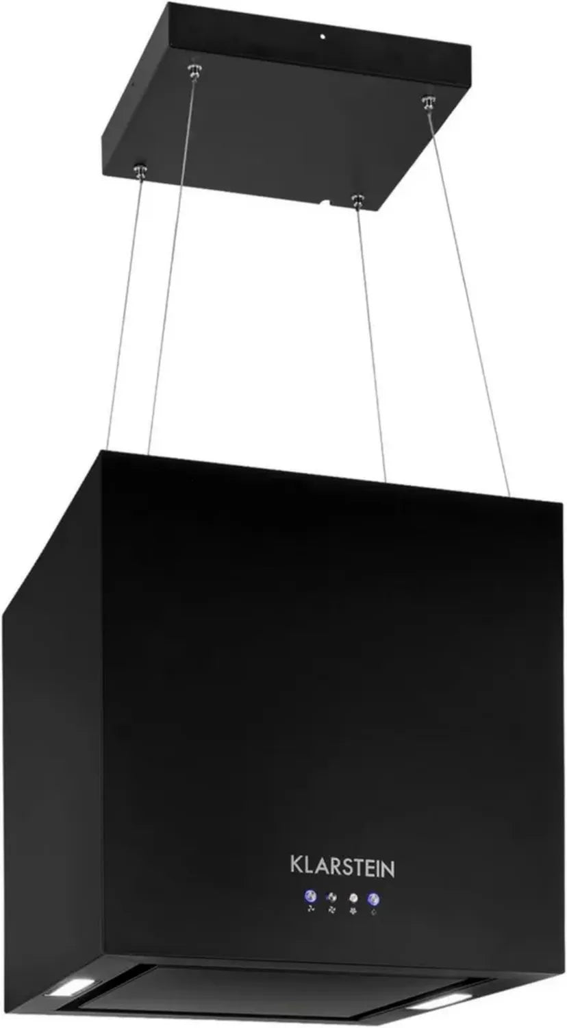 Klarstein Insel-Dunstabzugshaube mit Kronleuchterdesign, Umluftbetrieb, 45 cm, Schwarz
