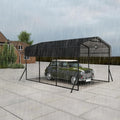UISEBRT Robuste 3x4,5m Metall-Autogarage in Schwarz mit verzinktem Dach