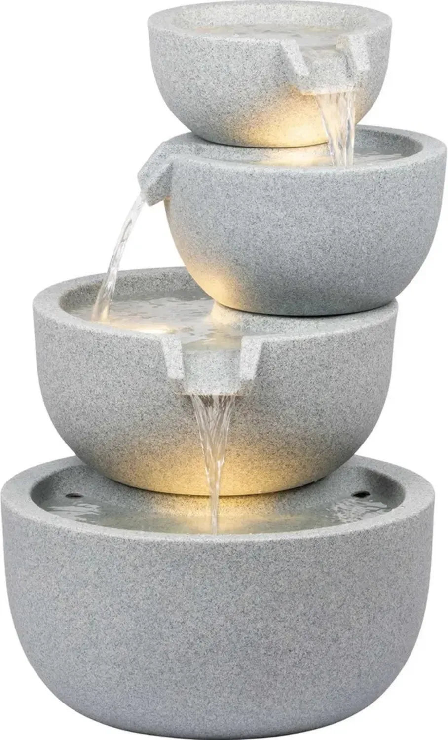 Dekorativer 4-stufiger Gartenbrunnen mit LED aus recyceltem PE