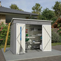 LANTRO JS Metall Gerätehaus 6m³, Geräteschuppen mit Doppeltür, Gartenhütte für Werkzeuglagerung, wetterfest, Grau 242x126x182cm