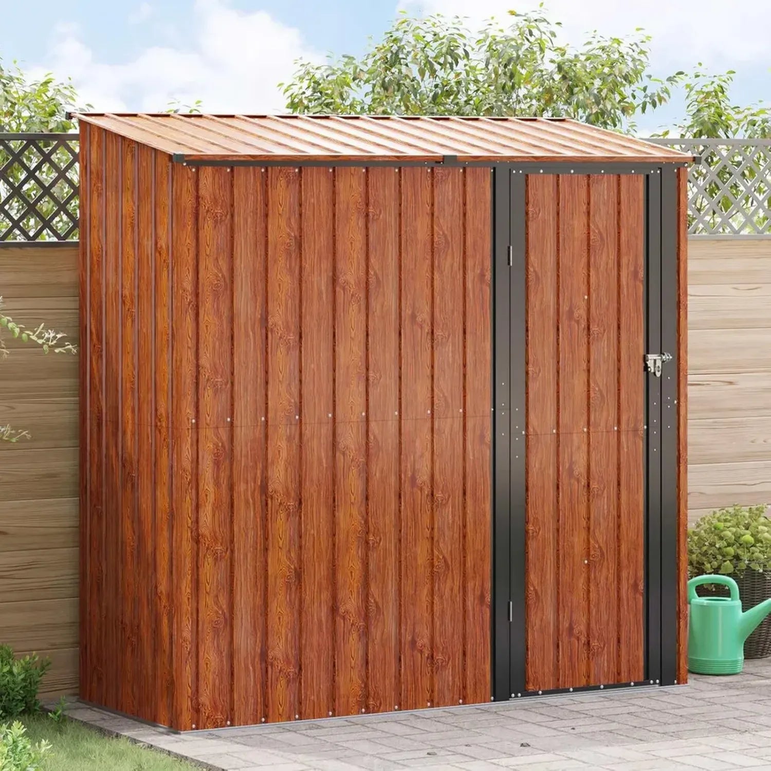 Robustes Metall-Gartenhaus Braun 203 x 85,5 x 200 cm