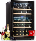 Klarstein Zwei-Zonen Weinkühlschrank mit Glastür, Kompakter UV-Schutz für 29 Flaschen, 5-22 °C