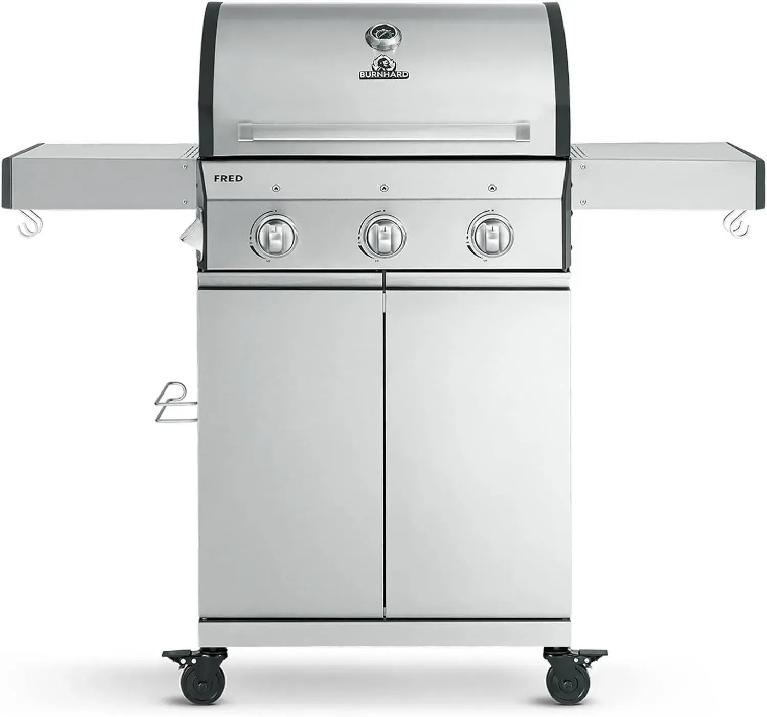 BURNHARD 3-Brenner Gasgrill aus Edelstahl mit Abdeckung und klappbaren Seitentischen - FRED Basic