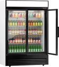 Großer Gewerbe-Getränkekühlschrank mit 2 Glastüren und Werbedisplay - 880 Liter