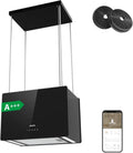 CIARRA 48cm Insel-Dunstabzugshaube, 700m³/h, Wi-Fi Steuerung, 4 Leistungsstufen, Schwarz
