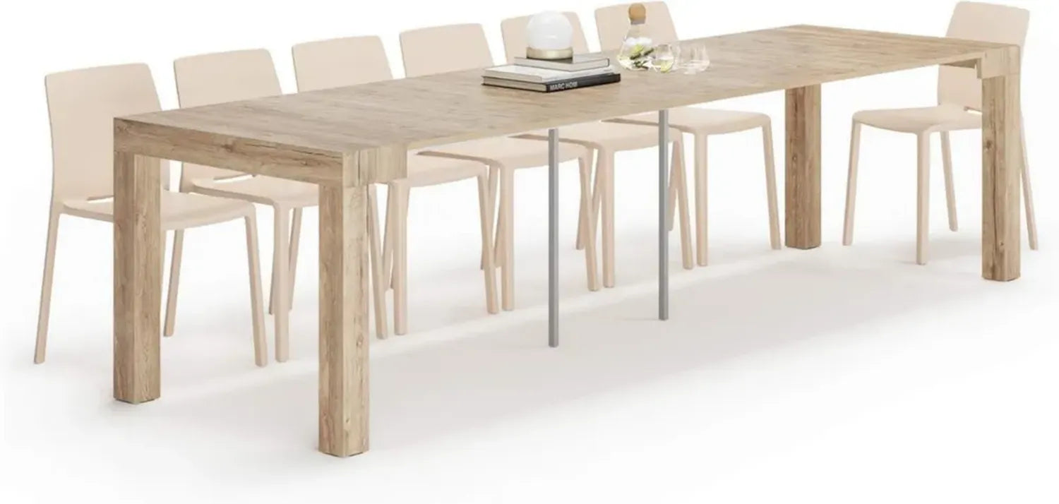 MOBILI FIVER, Erste, erweiterbarer Konsolentisch, 45 bis 305 x 90 cm, Eiche, Hergestellt in Italien