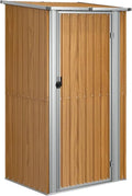 Premium Gartenhaus Braun aus Verzinktem Stahl 118,5x97x209,5 cm – Ideal als Geräteschuppen oder Fahrradaufbewahrung