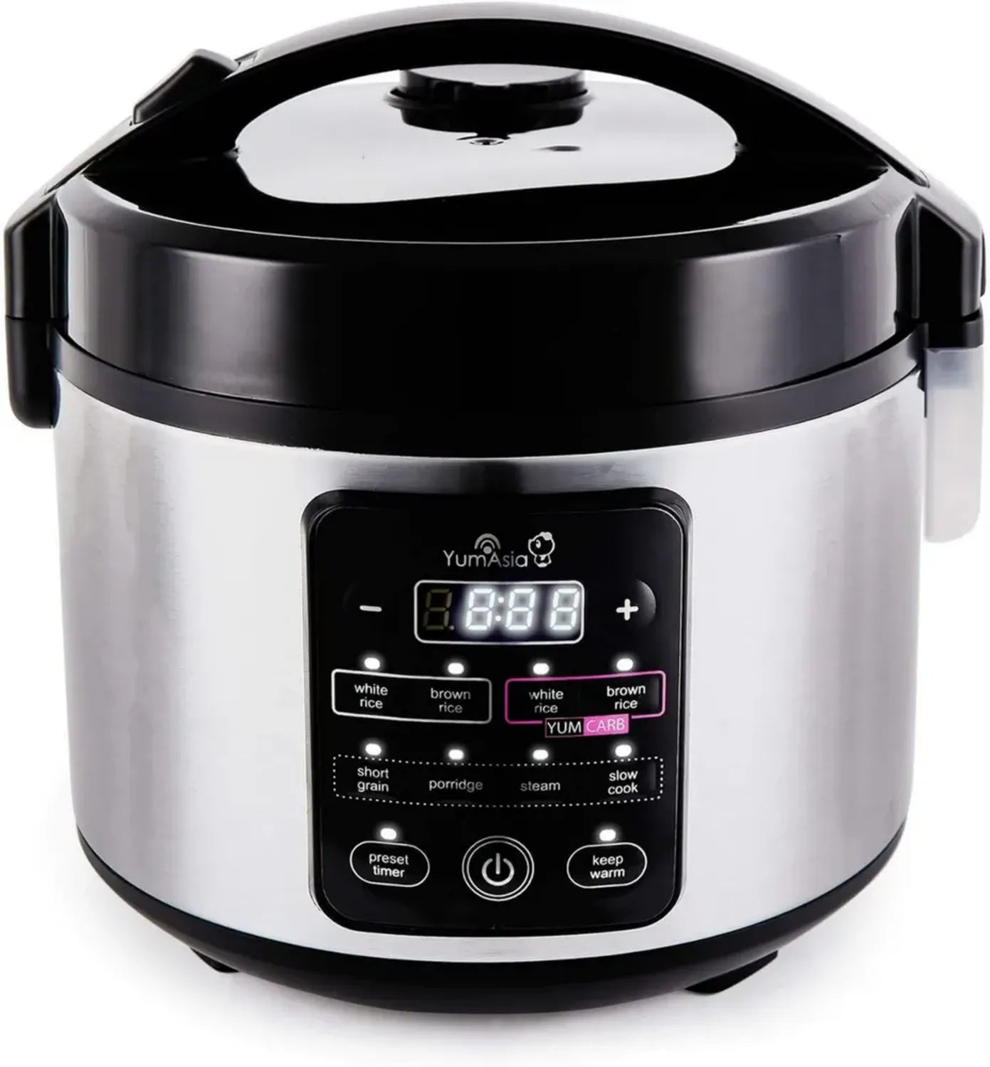 Yum Asia Kumo Reiskocher mit Keramiktopf und Fuzzy-Logik-Technologie, 5 Reisprogramme, 3 Multicooker-Modi, 1L Kapazität, Edelstahl