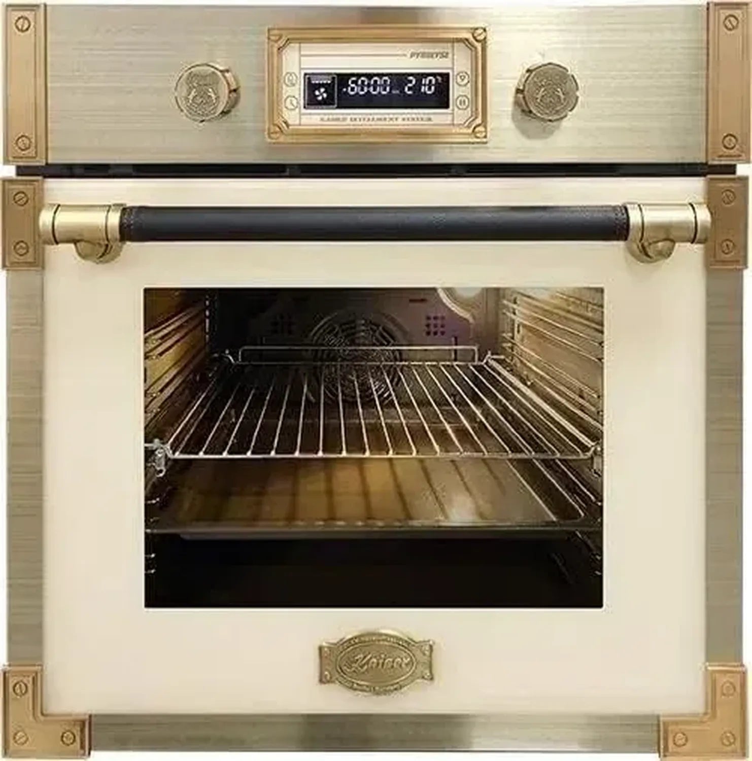 Kaiser Retro Einbau-Backofen 60 cm, Pyrolyse, Elfenbein, 73L, Autark