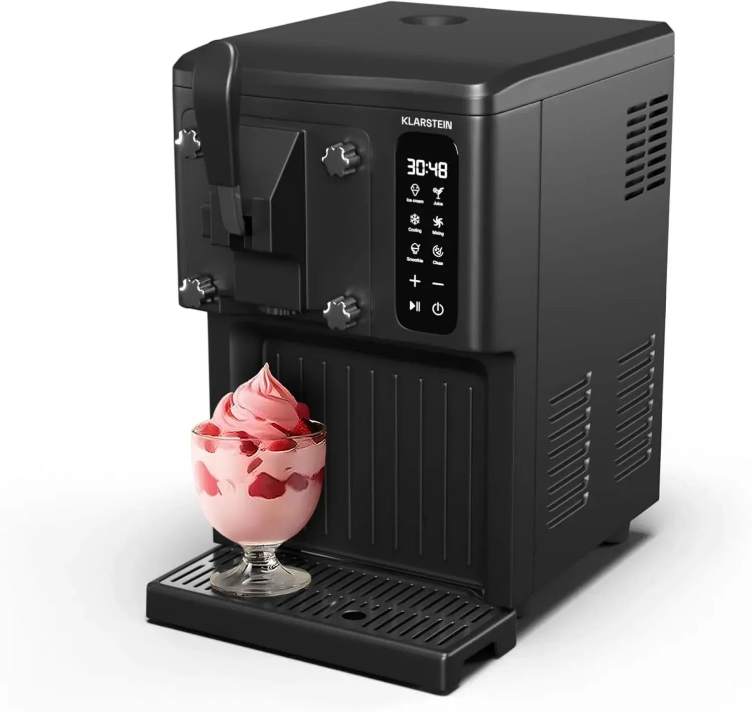 Klarstein SweetSwirl 3-in-1 Eismaschine - Eis, Shakes & Smoothies, 1,5L Behälter, Touchscreen, Kühlmodus, Reinigungsprogramm, Schwarz