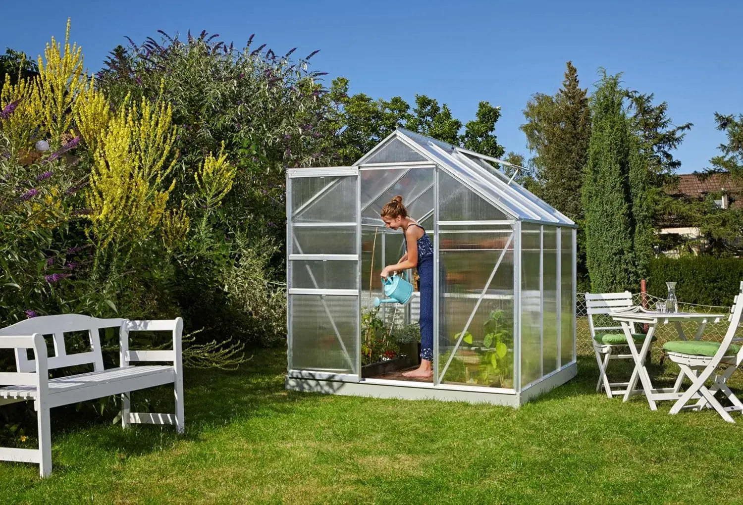 Vitavia Comet Gewächshaus 3800, Aluminium, 3,8m², 4mm Polycarbonatplatten | Wetterbeständig & stabil | Ideal für Gemüse & Pflanzen | Langlebig & robust