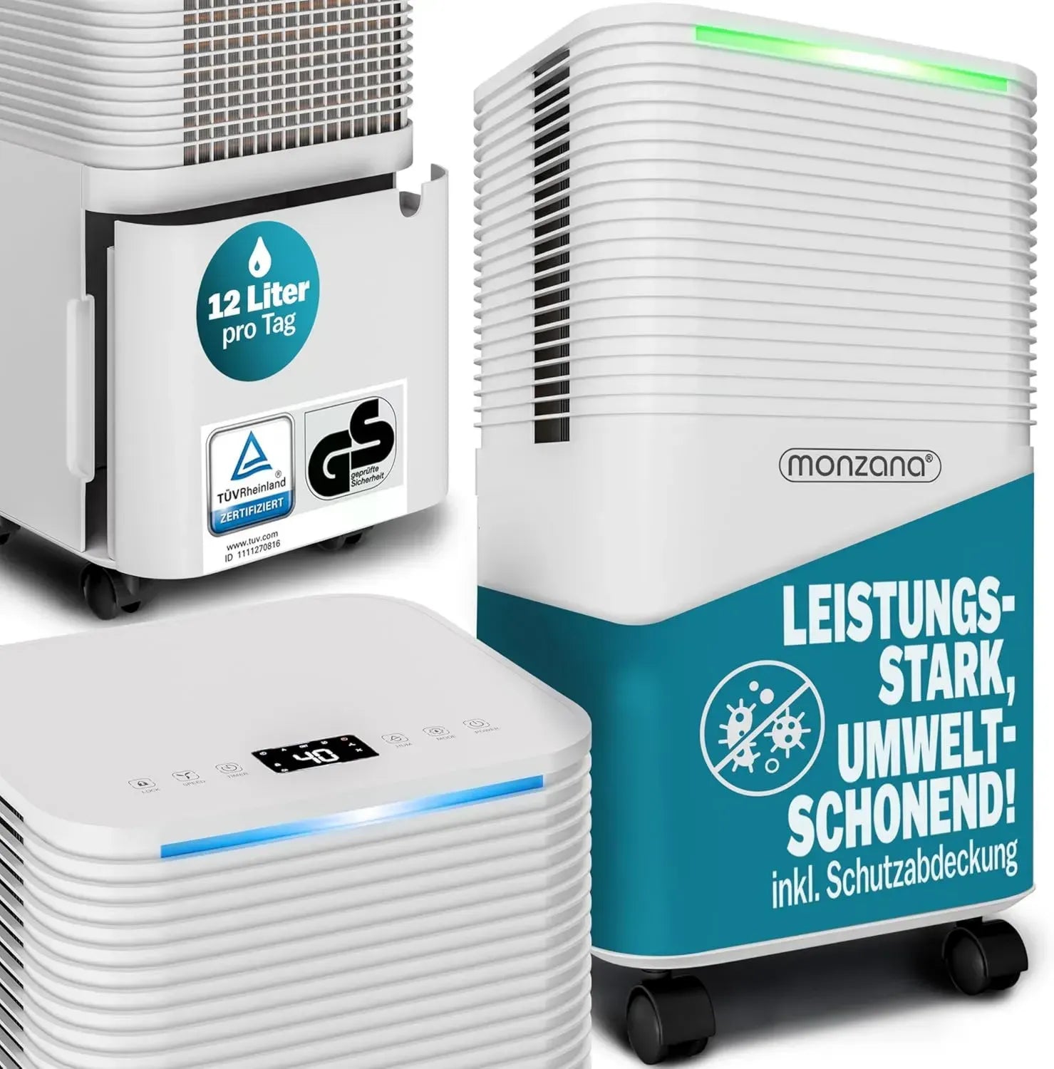 Elektrischer Luftentfeuchter 12L/Tag für 15-20m² mit LED-Anzeige und 24-Stunden-Timer