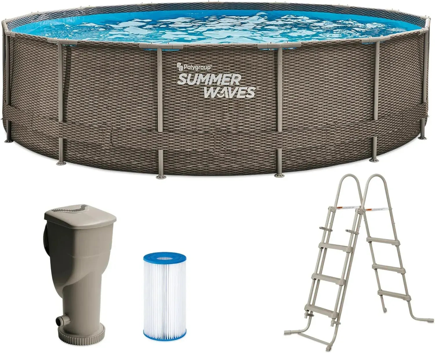 Sommer Wellen Aktivrahmen Rundpool Swimmingpool Ø 457 x 106 cm in Braun