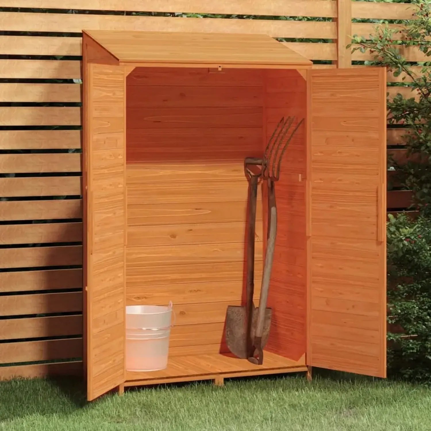 Tidyard Geräteschuppen aus Massivholz, wetterfest, Braun, 102x52x174,5 cm