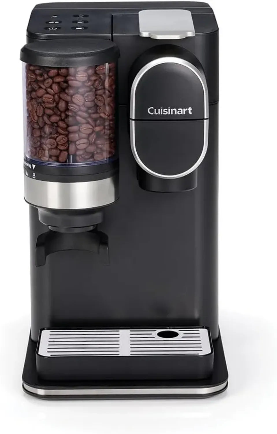 Cuisinart Einzeltassen-Kaffeemaschine mit Edelstahl-Kegelmahlwerk, 3 Tassengrößen, wiederverwendbarer Filter, schwarz