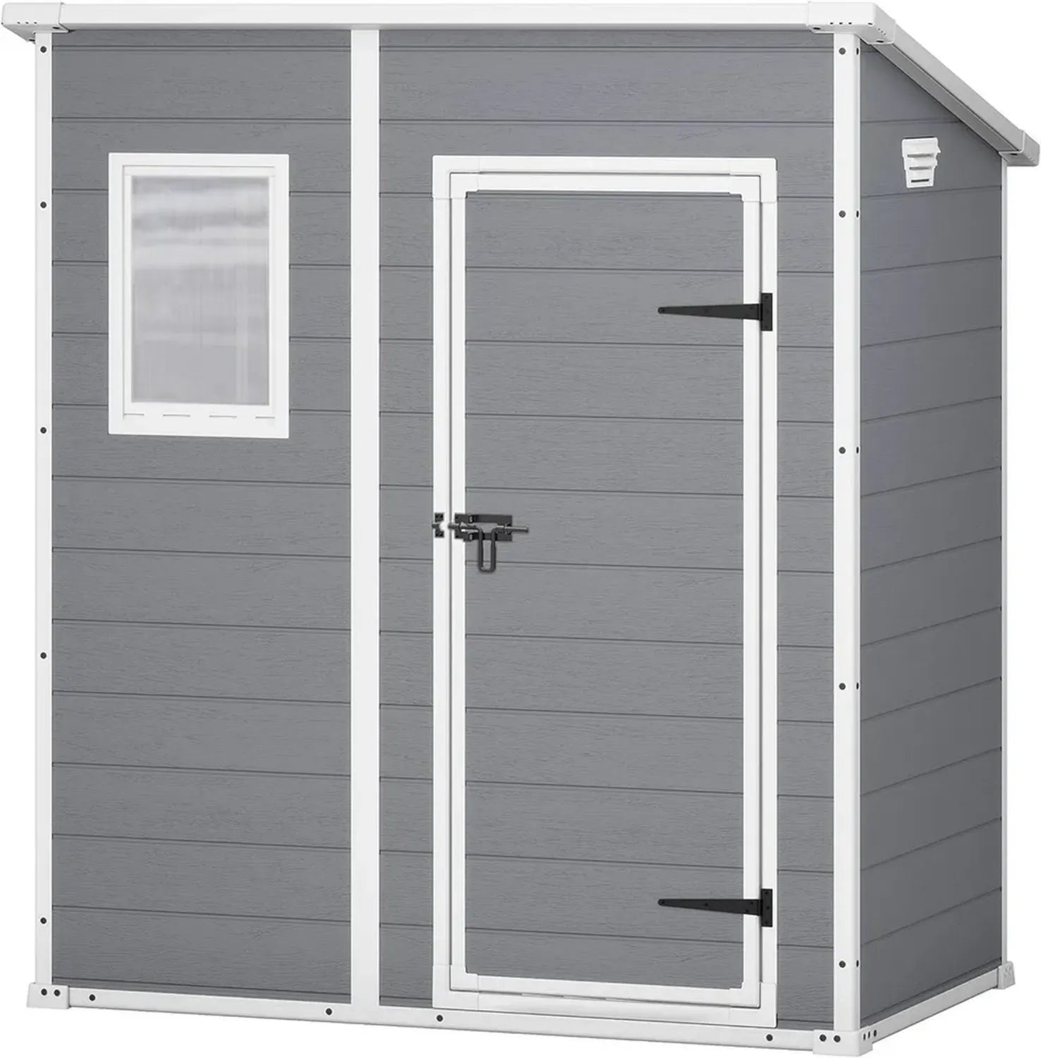 Keter Manor Pent 6x4 Wetterfestes Kunststoff-Gartenhaus, Kompakt und Langlebig, Grau