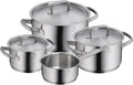 WMF Gourmet Plus 4-tlg. Topfset, Edelstahl Induktion Kochtöpfe mit Metalldeckeln