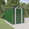 Metallgerätehaus aus verzinktem Stahl, Grün, 192x440x223 cm – Perfekter Garten- und Fahrradschuppen