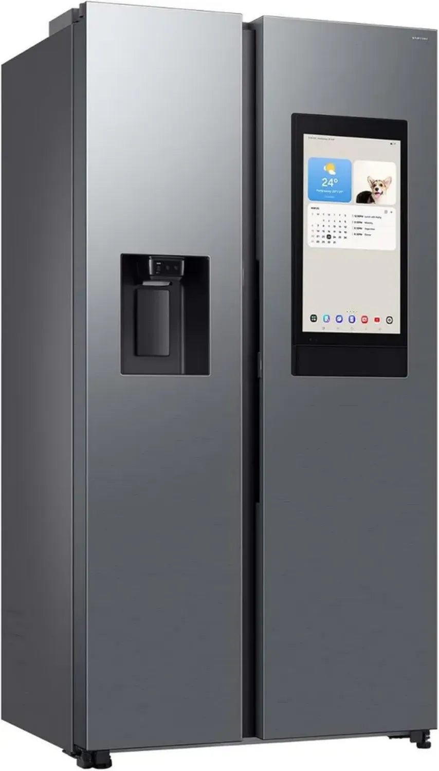 Samsung Side-by-Side Kühlschrank RS90, 614 l, Family Hub, Edelstahl, Eis-/Wasserspender