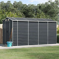 Gartenhaus aus verzinktem Stahl, wetterfest, Anthrazit, 191 x 385 x 198 cm