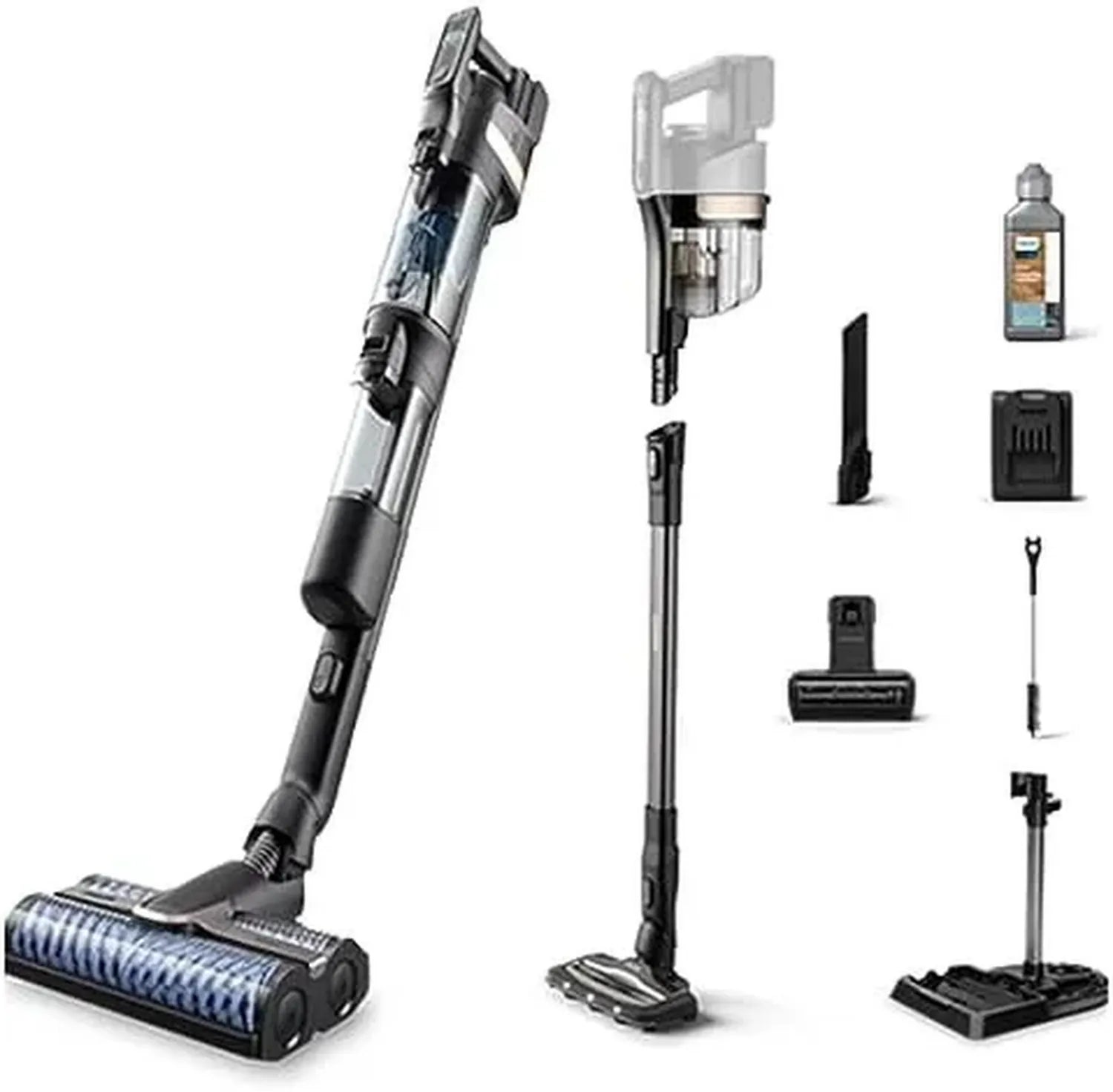 Philips AquaTrio 9000: Kabelloser 3-in-1 Nass-Trockensauger, Selbstreinigung, 45 Min Laufzeit