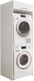 Waschmaschinenschrank Weiß für Waschmaschine und Trockner - Platzsparende Lösung mit Regal - 67,5 x 200 x 67,5 cm