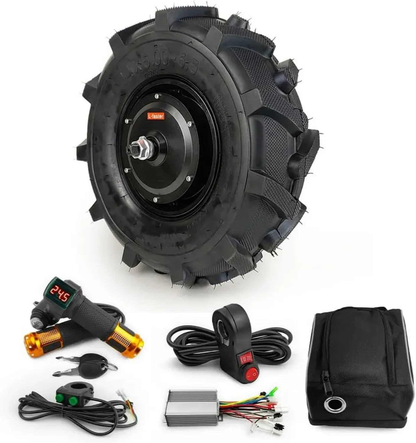Elektrisches 500W 14 Zoll Rad mit Getriebemotor und Landwirtschaftsreifen für E-Schubkarre