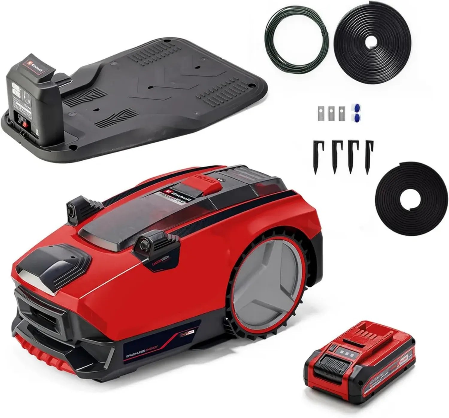 Einhell Mähroboter FREELEXO CAM 500 PXC, 18V, kamera-gesteuert, 500 m², bürstenlos, 18 cm Schnittbreite, 3,0 Ah Akku, 25 m Magnetband, 20 Haken