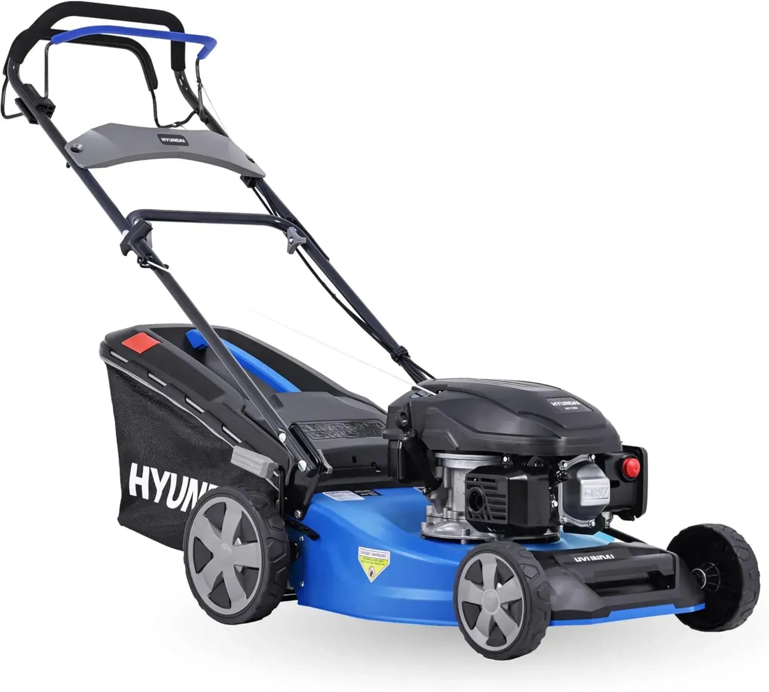 HYUNDAI Benzin-Rasenmäher mit Radantrieb, Mulchfunktion, 3,9 PS starkem Motor, 170cc, 46 cm Schnittbreite, 65L Fangkorb
