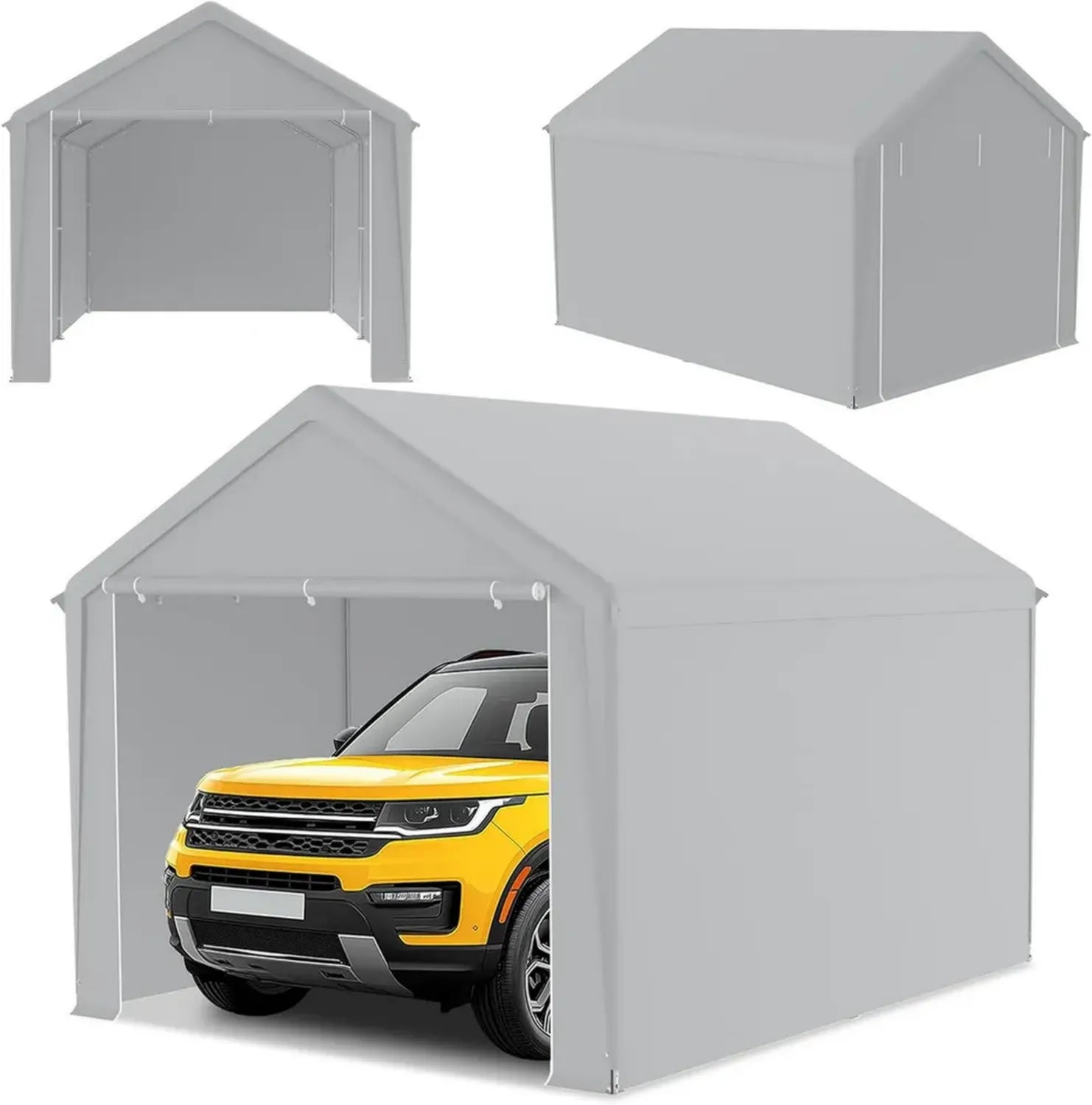Robustes Garagenzelt für Auto, LKW & SUV mit UV-beständiger PE-Plane – 3m x 4m, Grau