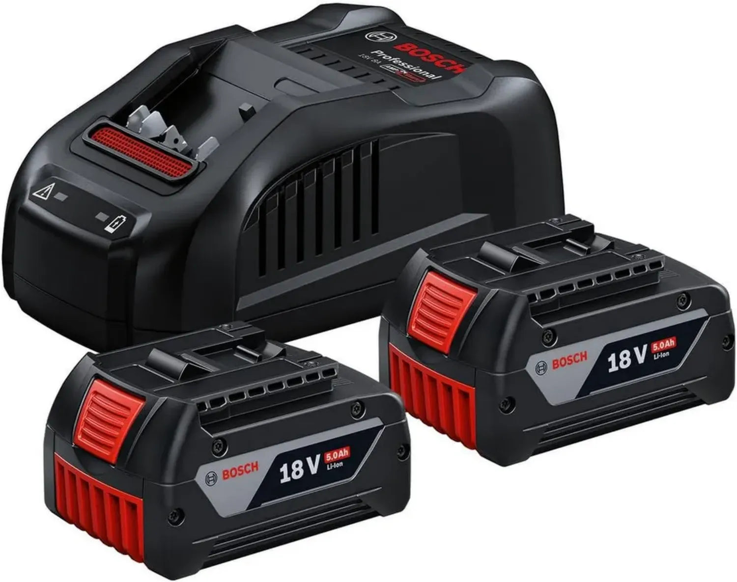 Bosch Profi 18V Akkuset: 2x 5.0Ah Akkus mit Schnellladegerät
