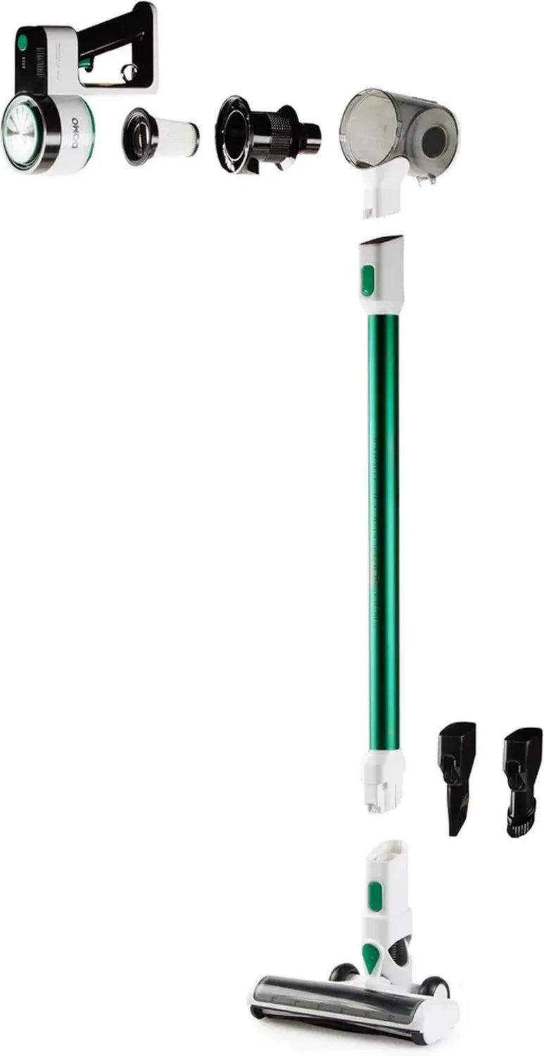 DOMO DO241SV Kabelloser 2-in-1 Stielstaubsauger mit Handgerät, Cyclone-Technologie, 21,6V, 40 Min Laufzeit, Grün