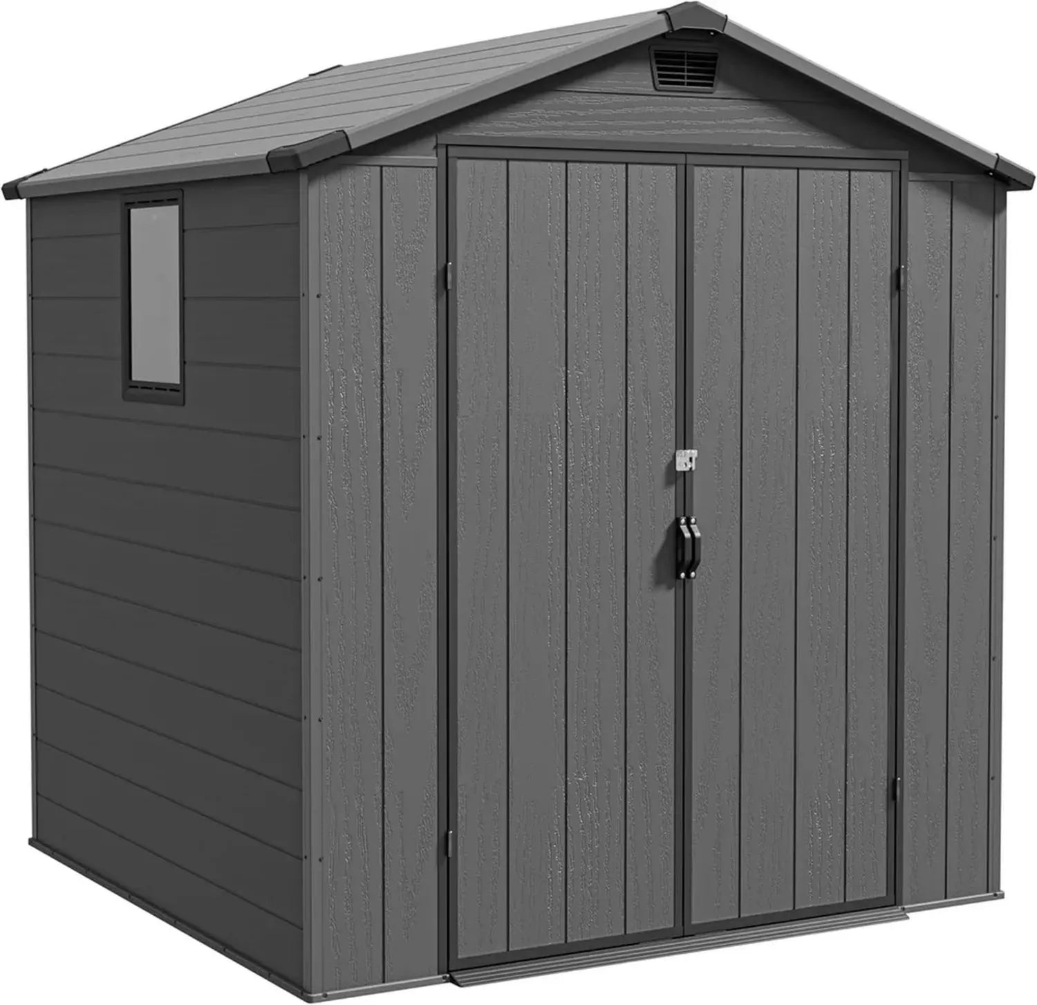 Wetterfestes Kunststoff-Gartenhaus 1,8x1,8 m mit abschließbarer Tür für Fahrrad und Werkzeuge, ideal für Terrasse und Garten in Dunkelgrau