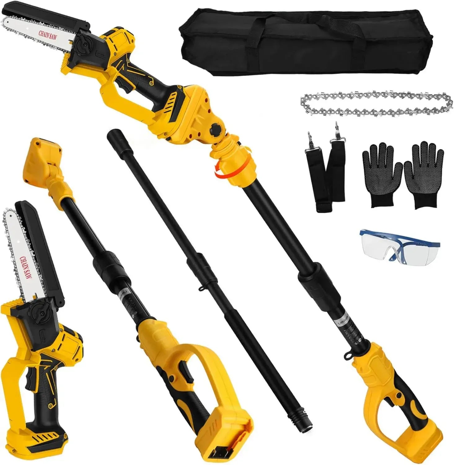 Kabelloser Hochentaster für Profi-Gärtner, kompatibel mit Dewalt 18V/20V, 2-in-1 Mini Kettensäge mit Teleskopfunktion, maximale Arbeitshöhe 4,5m