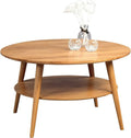 Moderner Couchtisch Stella aus massivem Wildeichenholz, rund, Ø 80 cm, Höhe 45 cm