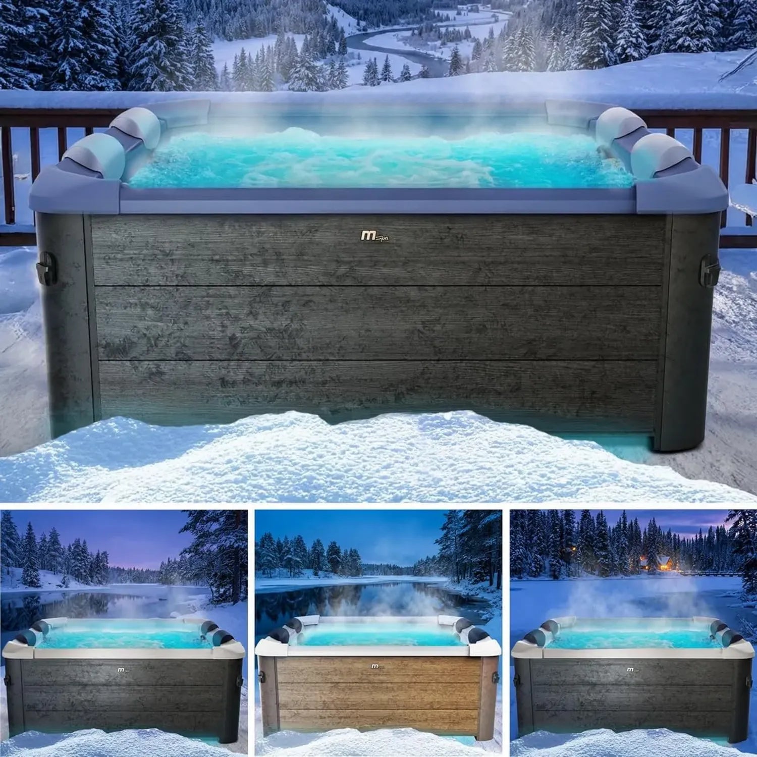 BRAST Whirlpool MSpa Oslo - Feste Außenwand, LED, Winterfest, für 6 Personen