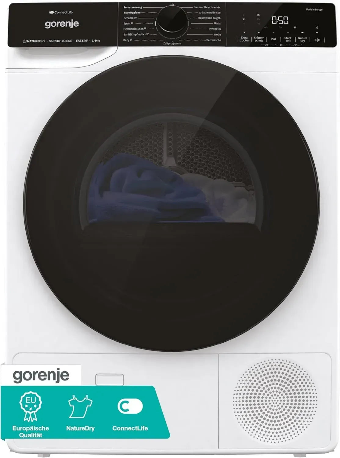 Gorenje 9 kg Wärmepumpentrockner mit WiFi, 15 Programme, Energie C, Nature Dry