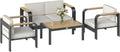 Outsunny Aluminium Gartenmöbel Set für 4 Personen, Wasserabweisend, mit Sofa, Sesseln und Tisch, Beige