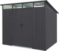 Metallgerätehaus mit Lichtband und Schiebetüren, verzinkt, 5,98 m², Anthrazit, Grün, Holzoptik
