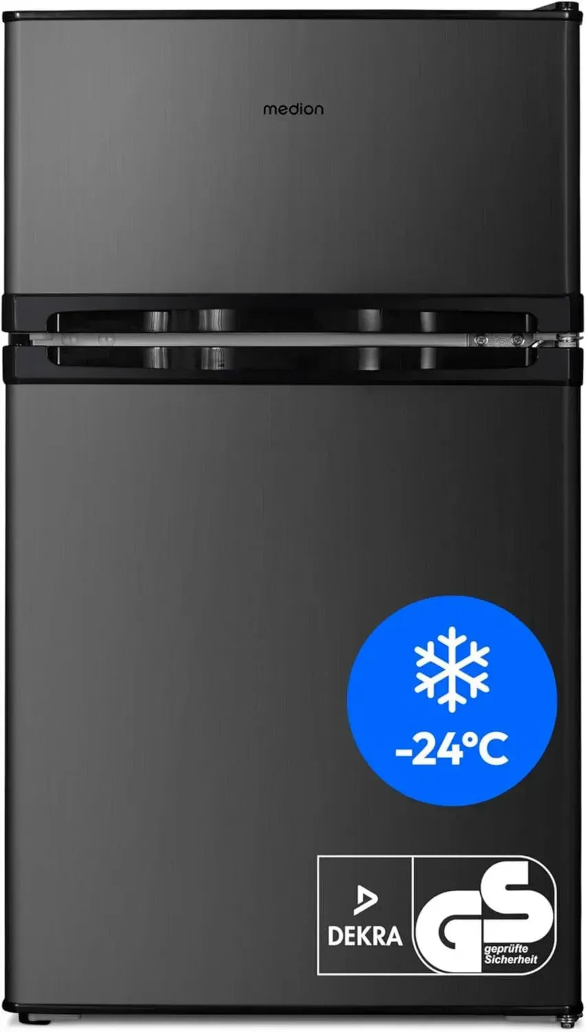 MEDION Kompakt-Kühl-Gefriergerät, 85L, leise 40 dB, wechselbarer Türanschlag, graues Design