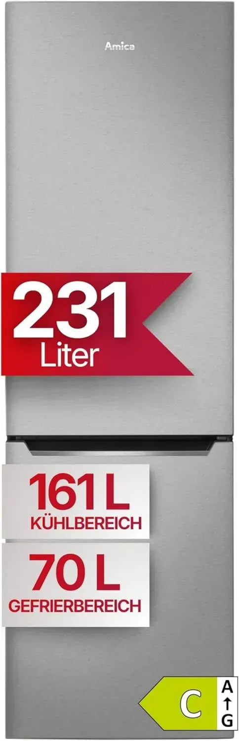 Amica Kühl-Gefrierkombination, freistehend, NoFrost, 231 l, VitControlPlus, Edelstahl